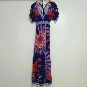 Flying Tomato Floral Maxi Dress Royal Blue Size S